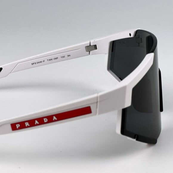 Prada PS04WSF TWK06F Sunglasses White Rubber Dark Grey Rectangle Unisex - Picture 11 of 12